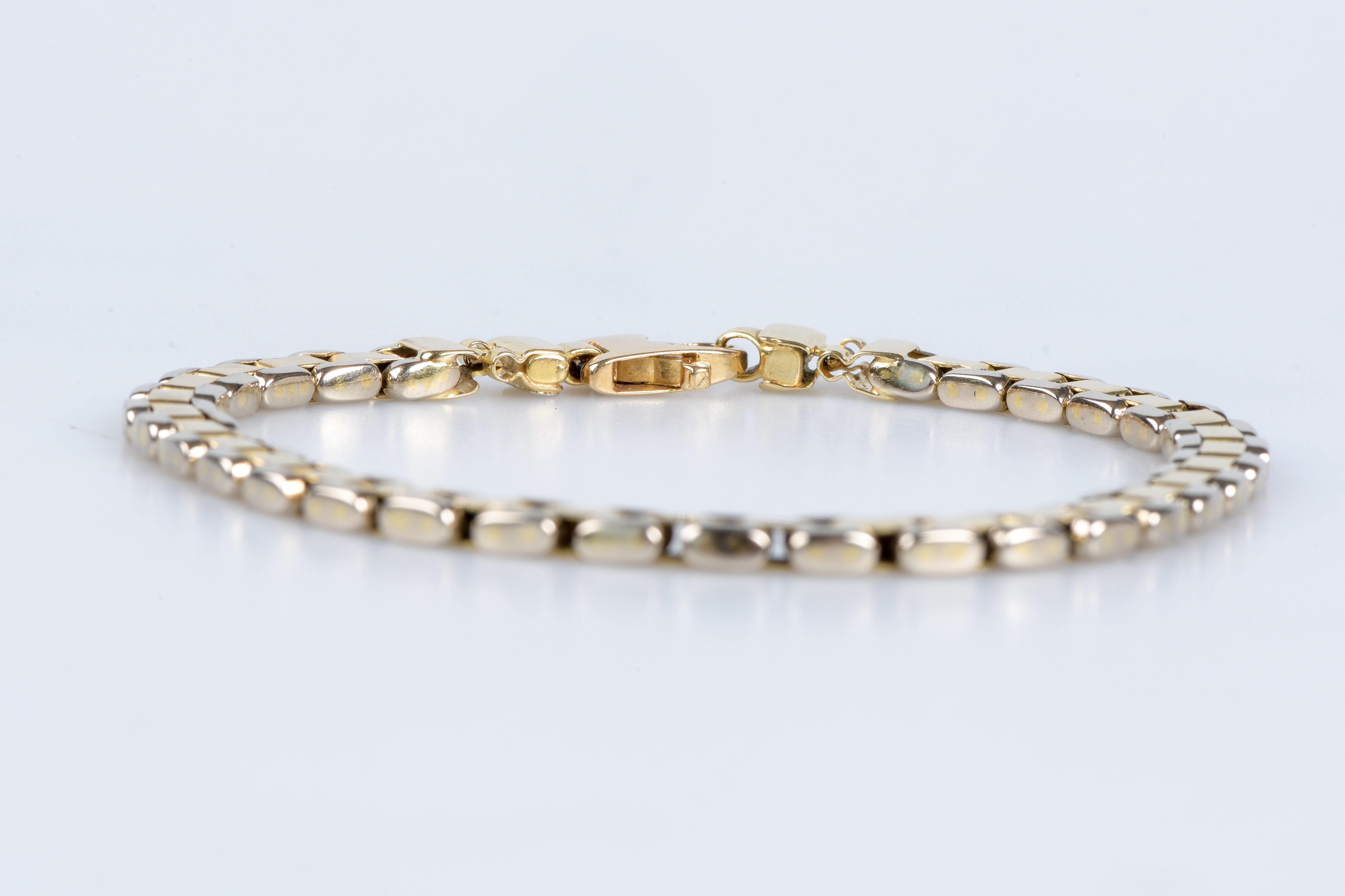 Men's Men’s bracelet in soft 18K yellow and white bicolor gold mesh.  For Sale