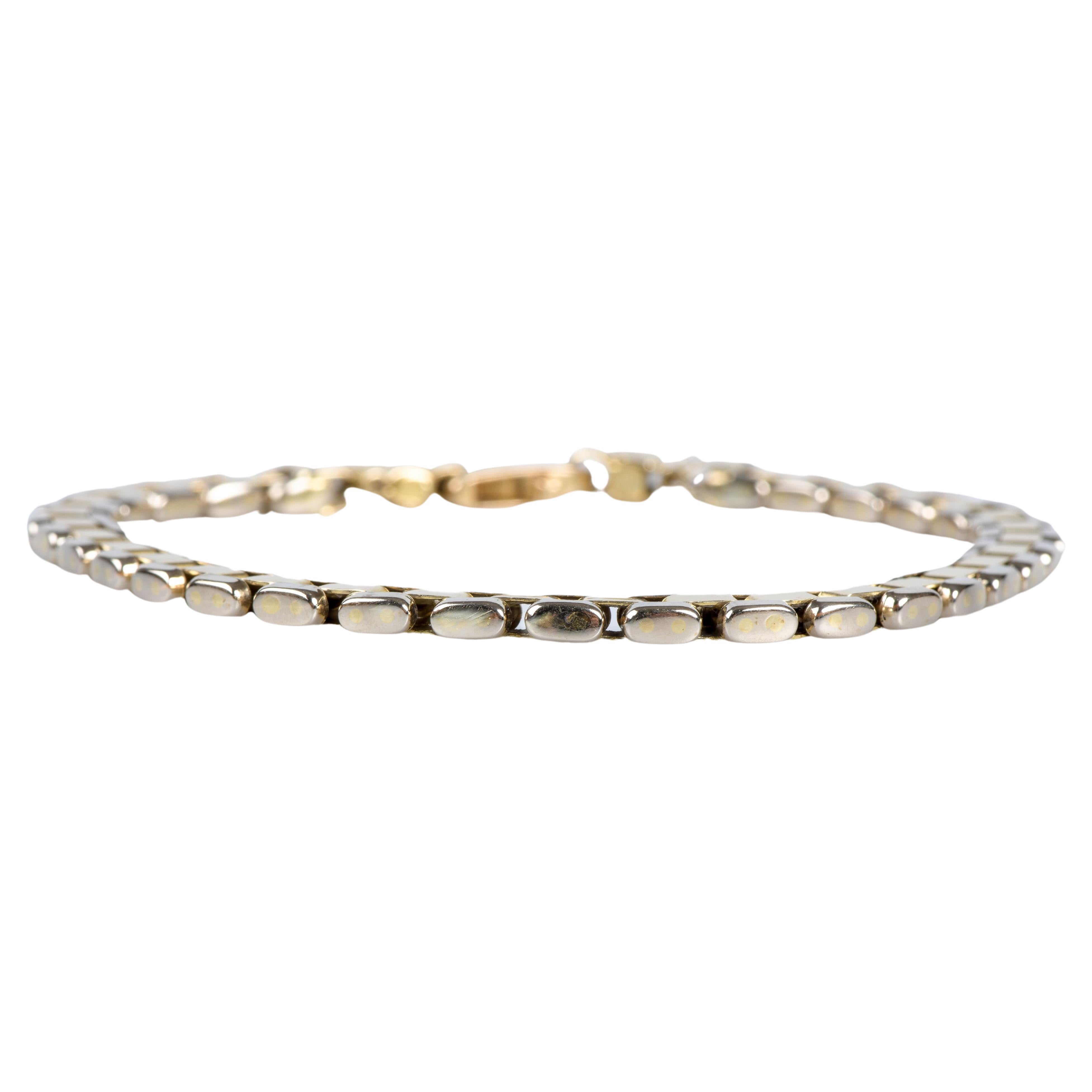 Men’s bracelet in soft 18K yellow and white bicolor gold mesh.  For Sale