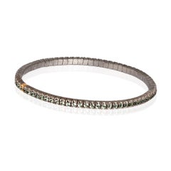 Men's Bracelet Loop Line Tennis, 18 Karat Red Gold and 3 Point Green Sapphires