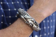 Mens Bracelet Octopus & Nude Woman Silver Cuff Japanese Shunga Erotica