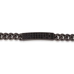 Men's Bracelet, Titanium Bar and Black Diamons, Groumette Chain