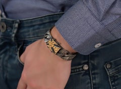 Men's Bracelet with Maltese Cross, 1.5 Carat of Diamonds & 24K Gold Silver