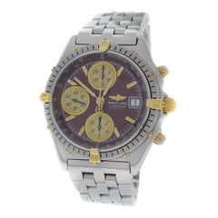 Men's Breitling Chronomat Chronograph Steel Gold Burgundy Automatic Watch