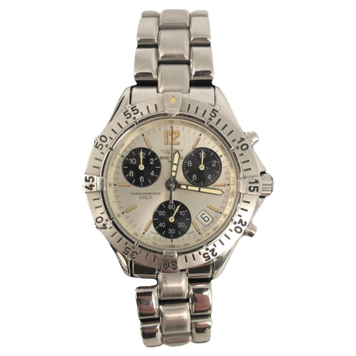 Men’s Breitling Colt Chronograph A53035 Stainless Steel Watch mm For Sale
