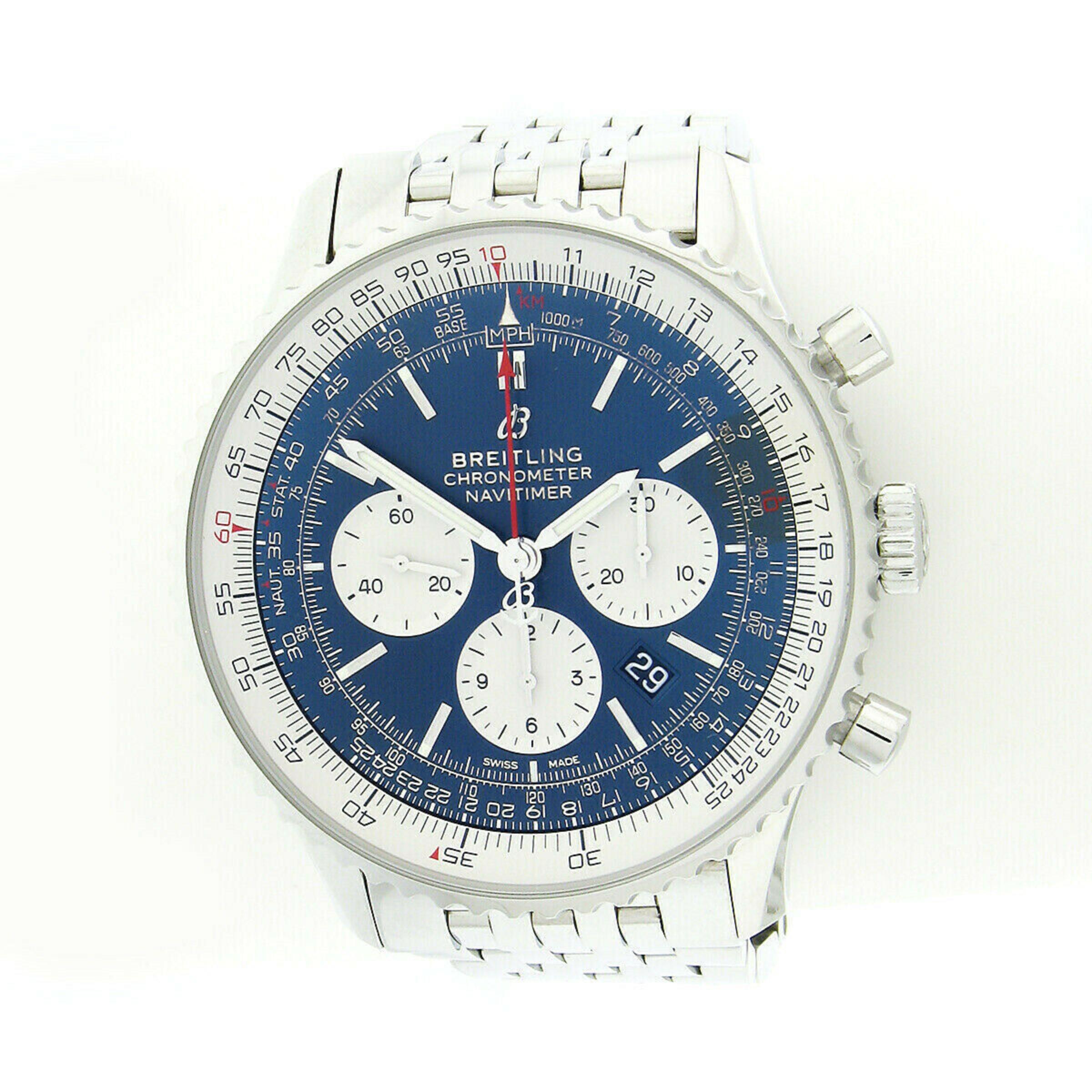 Men's Breitling Navitimer 1 B01 Aurora Blue Automatic Chronograph Watch AB0127 1