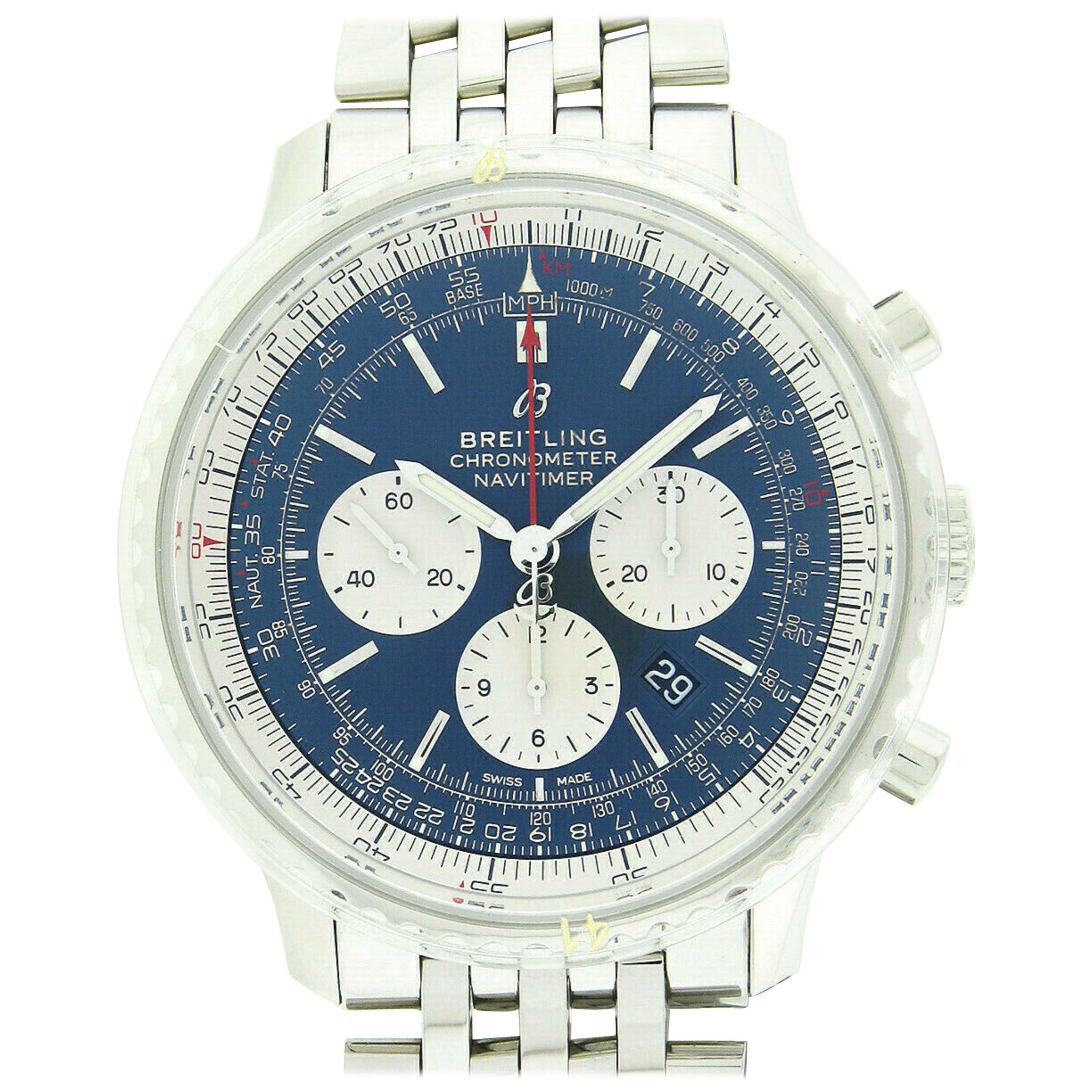 Men's Breitling Navitimer 1 B01 Aurora Blue Automatic Chronograph Watch AB0127