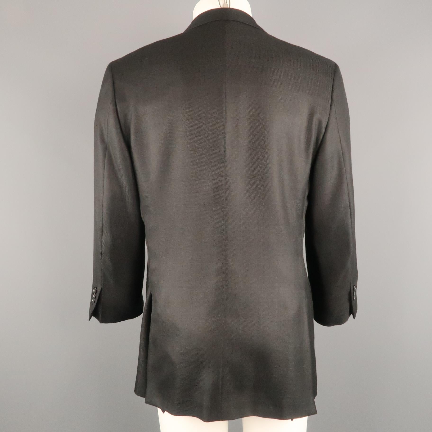 Men's BRIONI Regular Size 42 Black Wool Blend Windowpane Sport Coat In Good Condition In San Francisco, CA