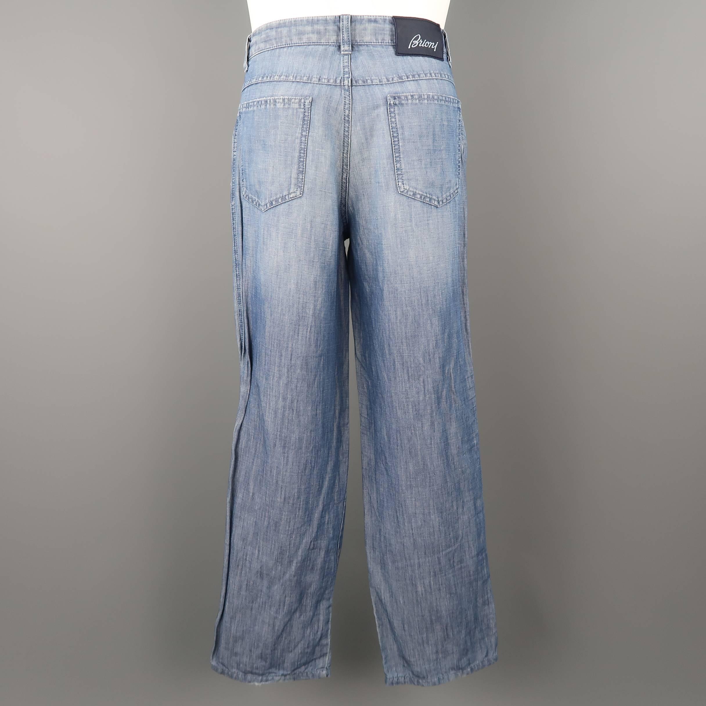 Men's BRIONI Size 32 Blue Light Weight Denim STraight Leg Jeans 1