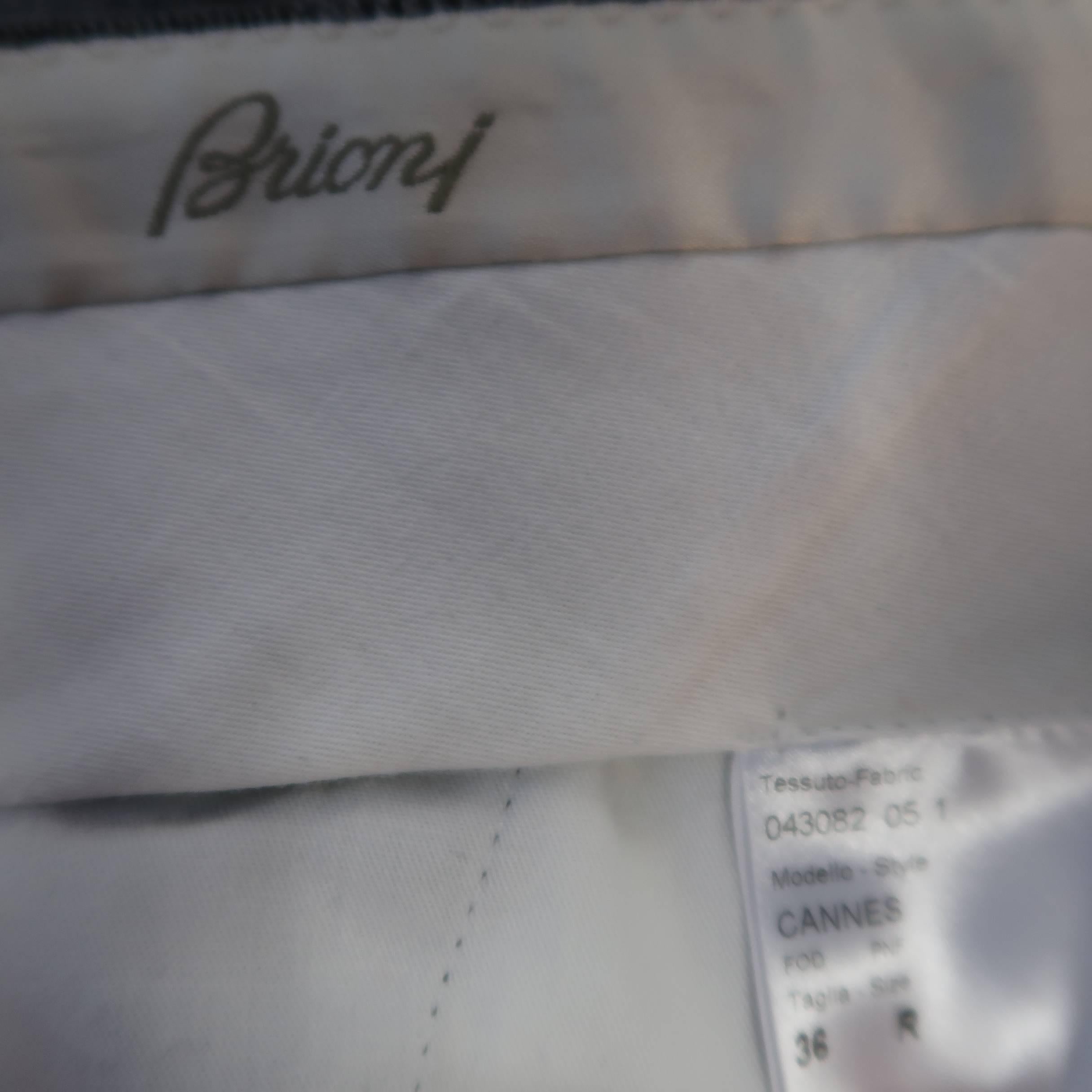 Men's BRIONI Size 34 Grey Glenplaid Wool Blend Flat Front Cuffed Dress Pants 1