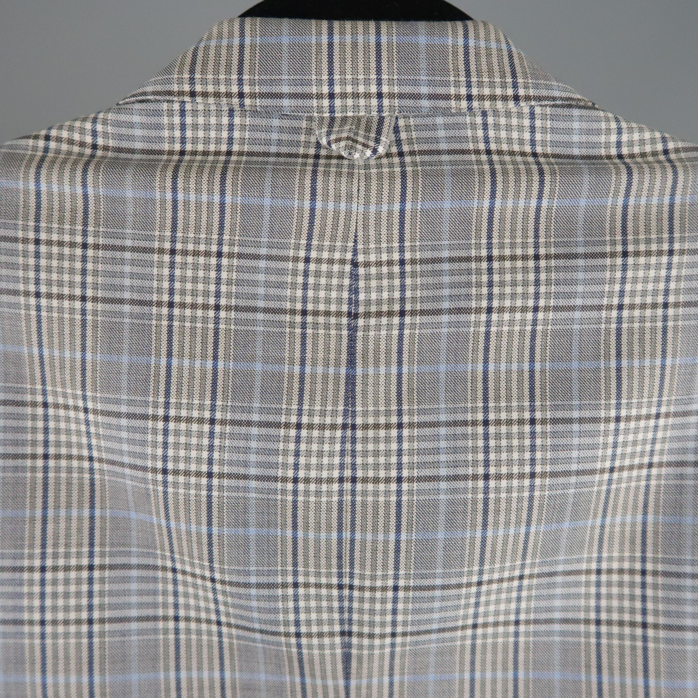 Men's BROOKS BROTHERS 38 Short Gray & Blue Plaid Wool Blend Notch Lapel Suit 4