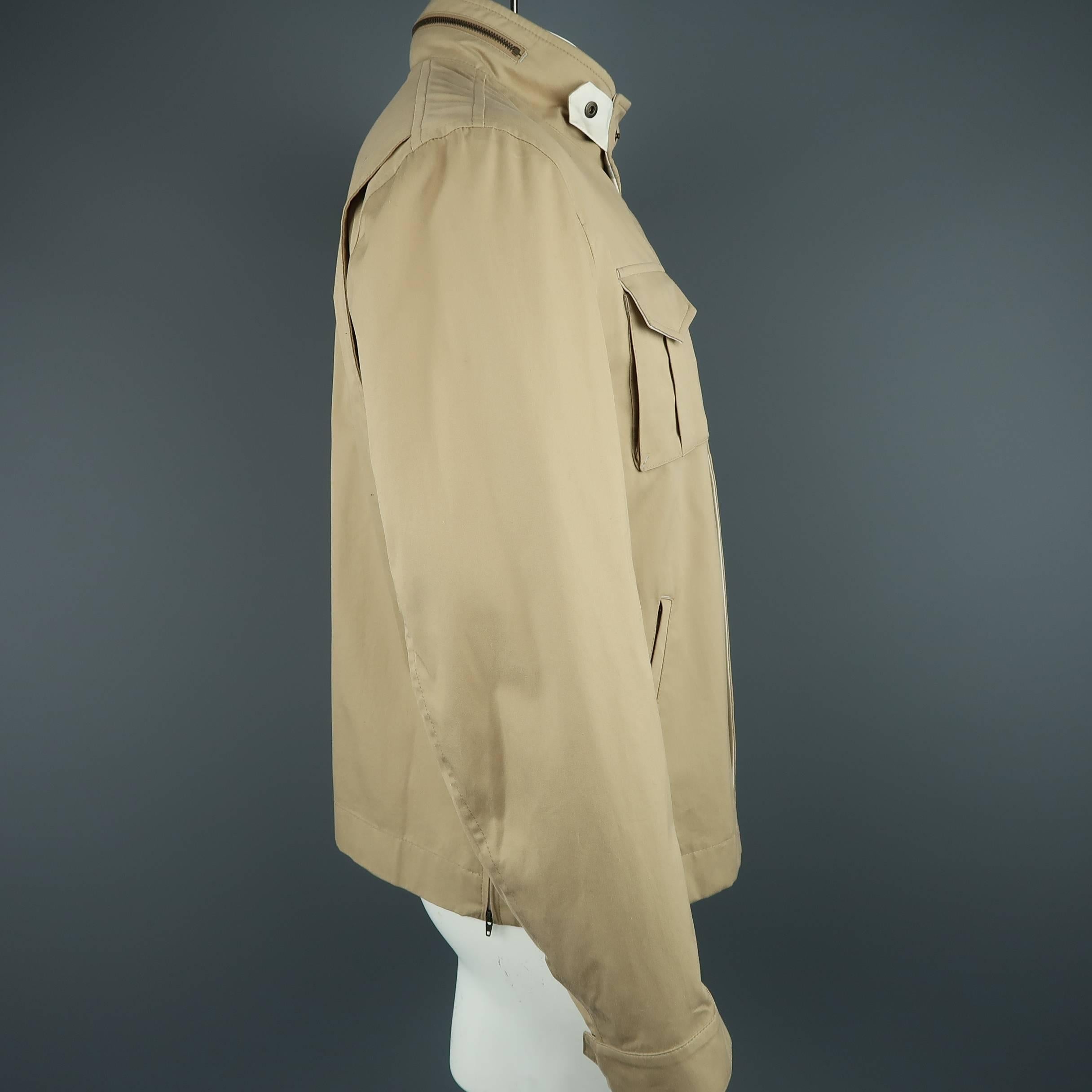 Beige Men's BRUNELLO CUCINELLI L Khaki Cotton High Collar Military Pocket Jacket