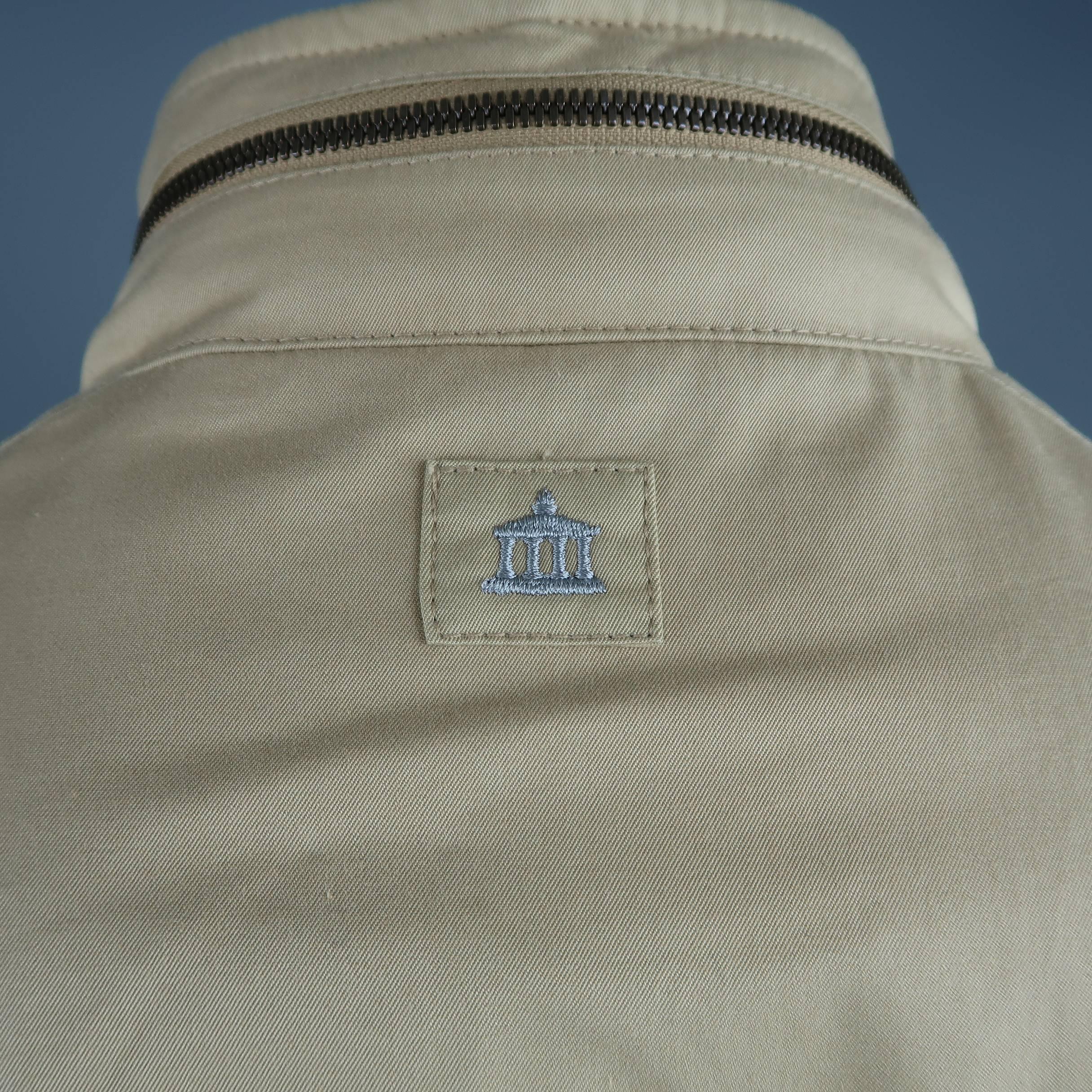 Men's BRUNELLO CUCINELLI L Khaki Cotton High Collar Military Pocket Jacket 2