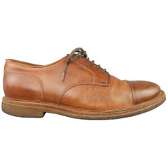 Men's BRUNELLO CUCINELLI Size 9 Tan Leather Cap Toe Crepe Sole Lace Up