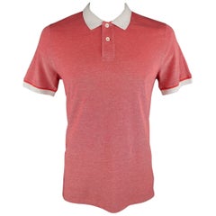 Men's BRUNELLO CUCINELLI Size XL Red & Heather Gray Contrast Collar Pique POLO