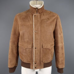 Men's BRUNELLO CUCINELLI XL Tan Spotted Shearling Bomber Jacket
