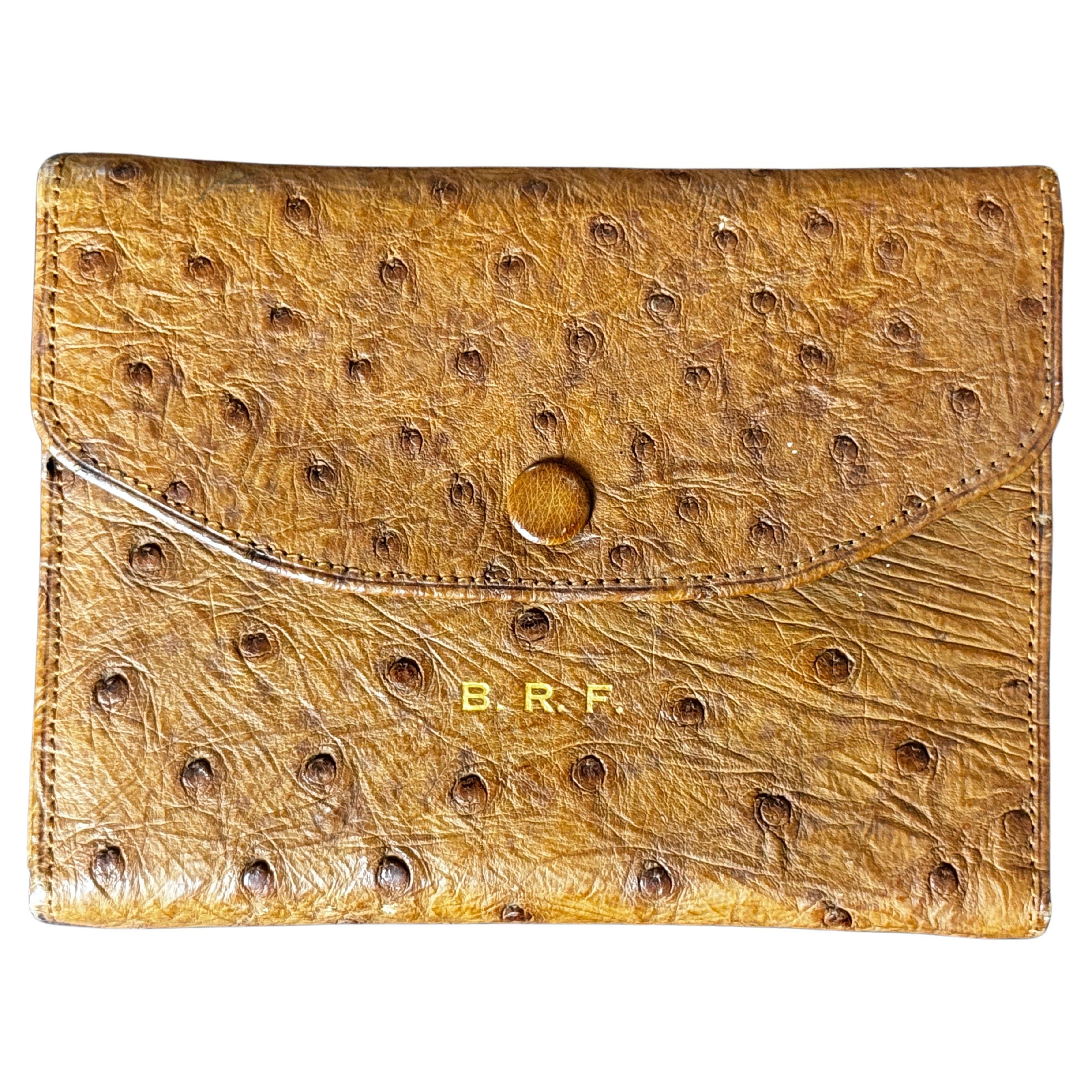Men's Brush Set in Ostrich Leather Folding Case