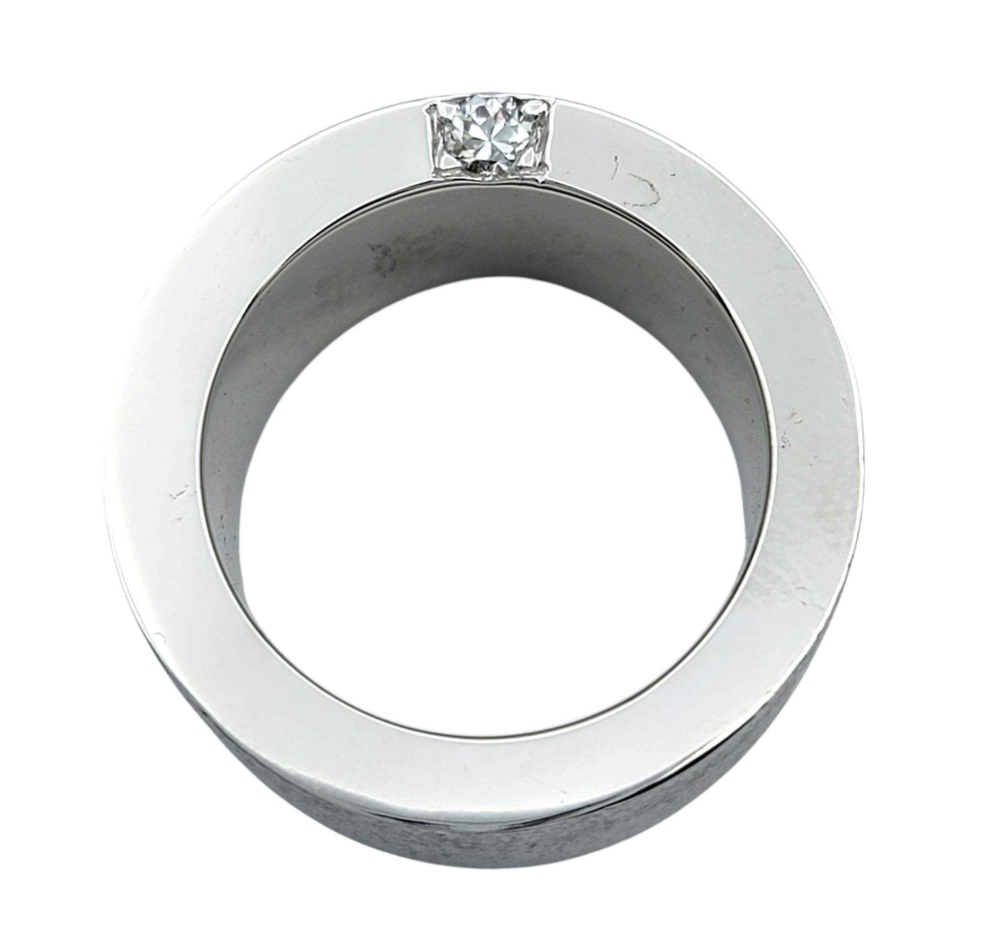 Men's Mens Brushed 14 Karat White Gold Wide Band Ring with Diamonds, F-G / VS1-VS2 For Sale