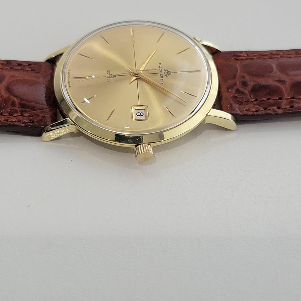 Mens Bucherer 18k Solid Gold Date Automatic Dress Watch 1970s Vintage RA452 3