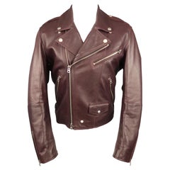 Veste motard BURBERRY BRIT L violet en cuir ROXTON pour hommes