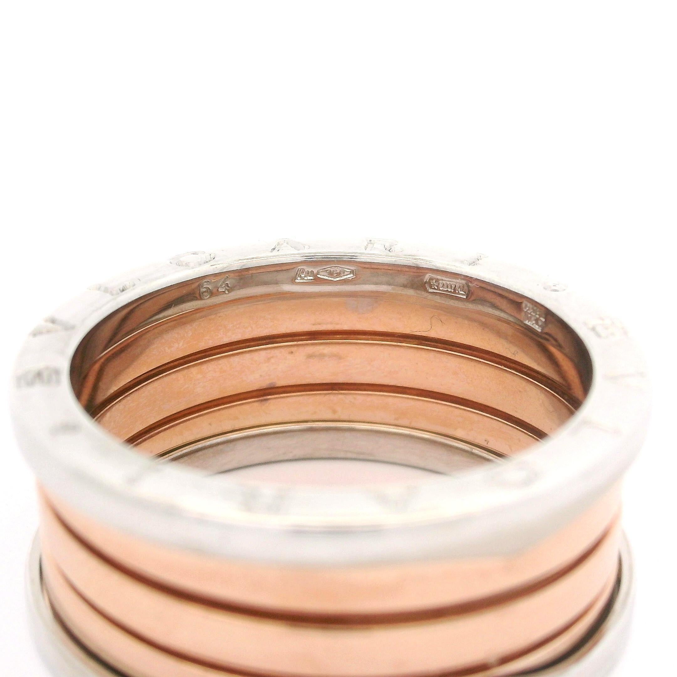 Men's Bvlgari B. Zero1 18k Rose & White Gold 11.9mm 4 Band Ring Size 64 For Sale 3