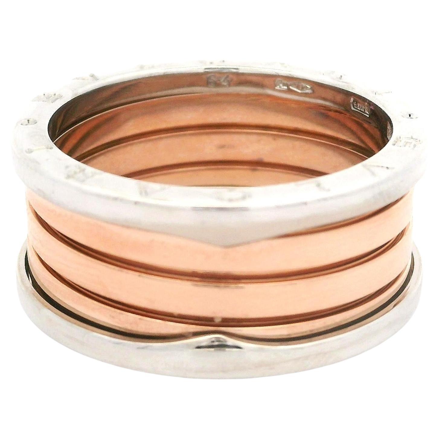 Men's Bvlgari B. Zero1 18k Rose & White Gold 11.9mm 4 Band Ring Size 64