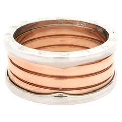 Anillo para hombre Bvlgari B. Zero1 de oro rosa y blanco de 18 quilates de 11,9 mm y 4 bandas, talla 64