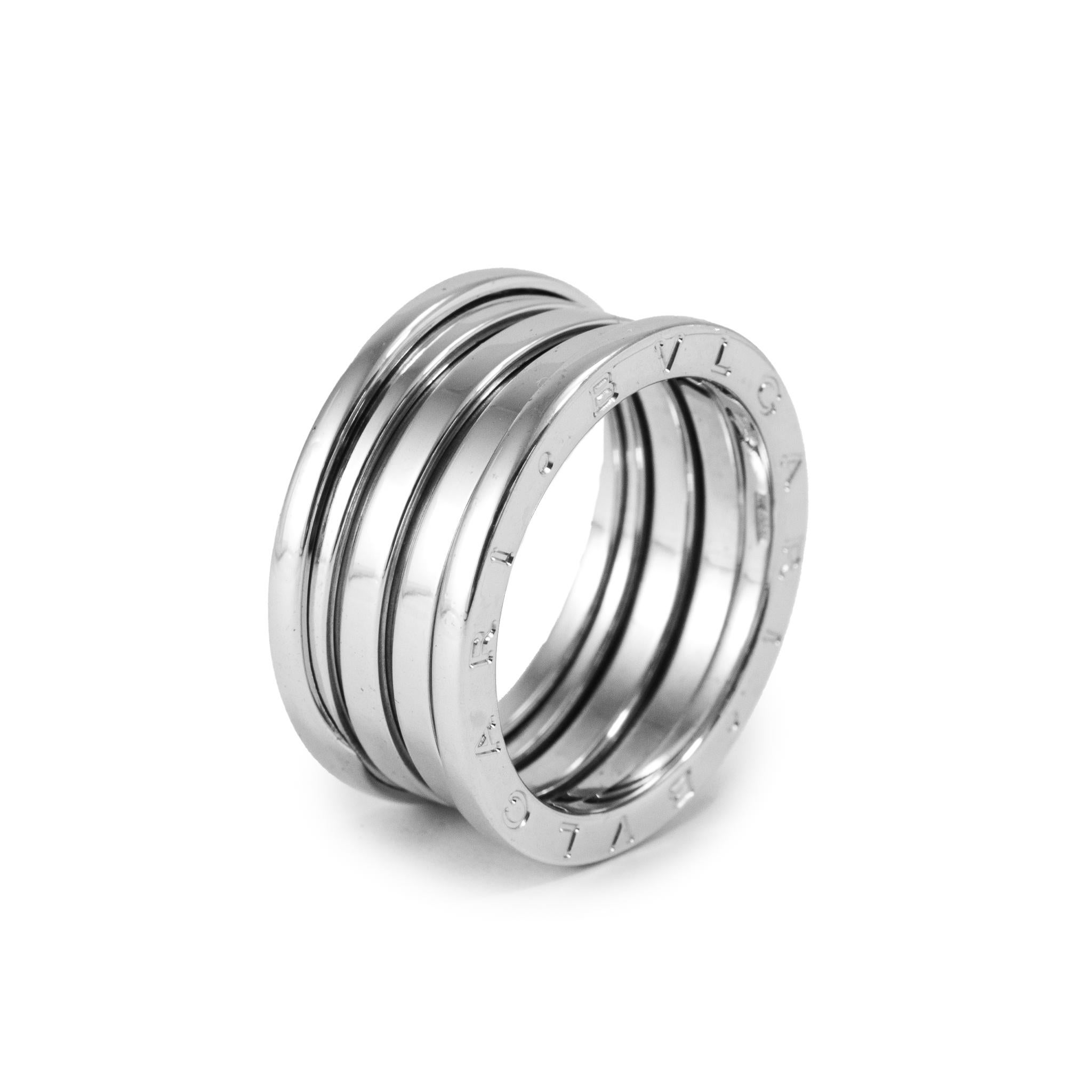 Anello da uomo Bvlgari b.zero1 in oro bianco 18 carati a quattro bande In condizioni ottime in vendita a Houston, TX