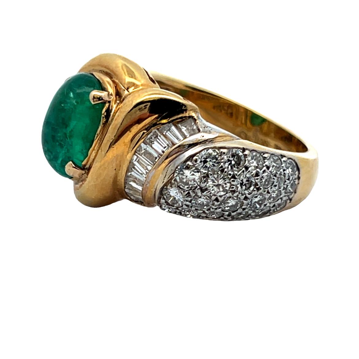 Men's Cabochon Emerald and Diamond Ring by Elan For Sale 6