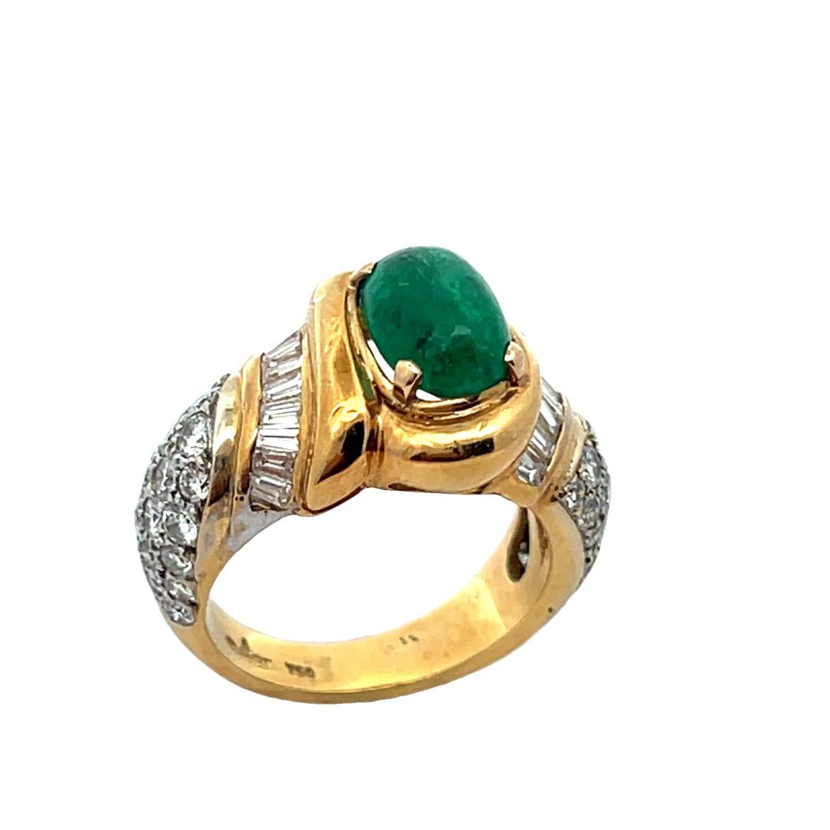 Men's Cabochon Emerald and Diamond Ring by Elan For Sale 1