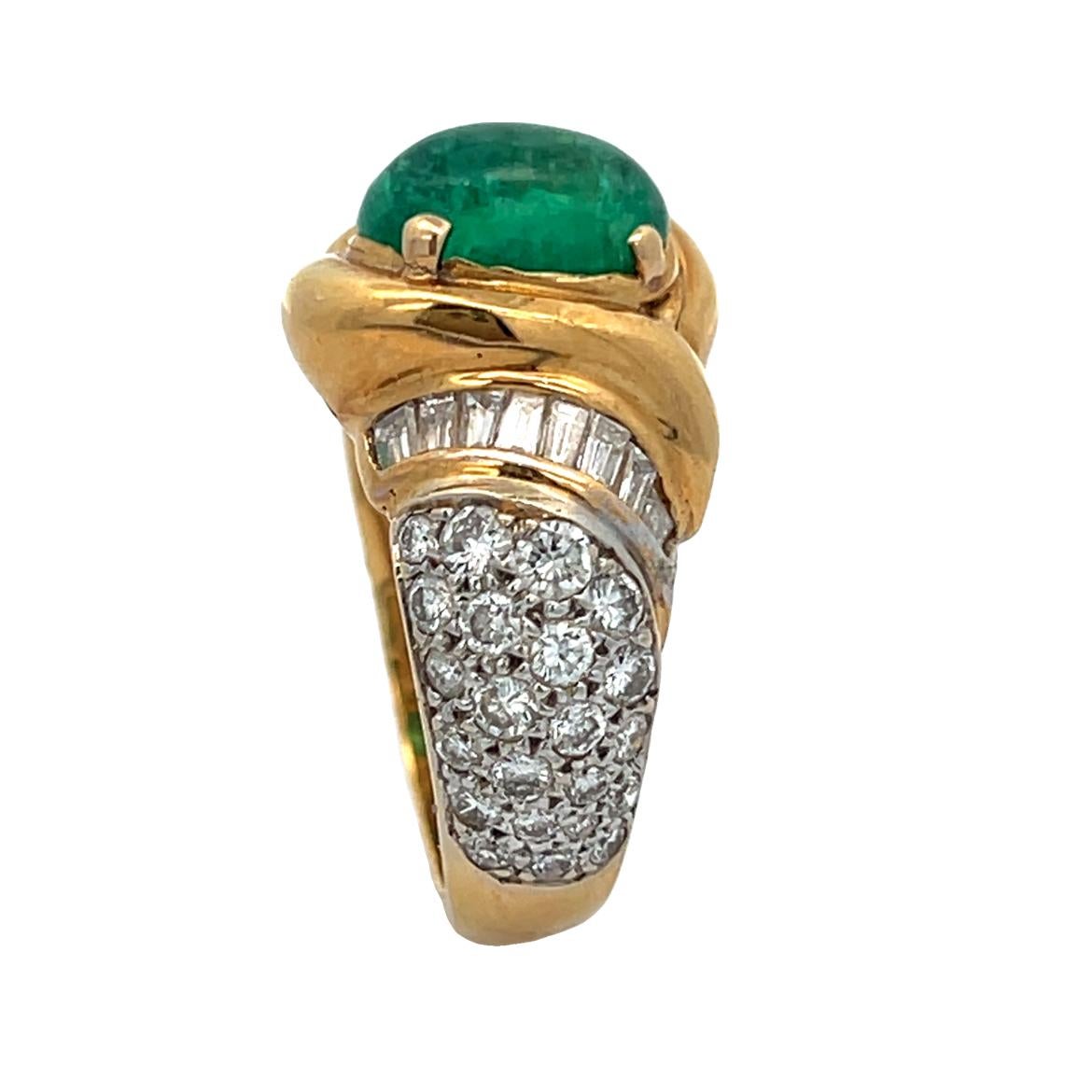 Men's Cabochon Emerald and Diamond Ring by Elan For Sale 2