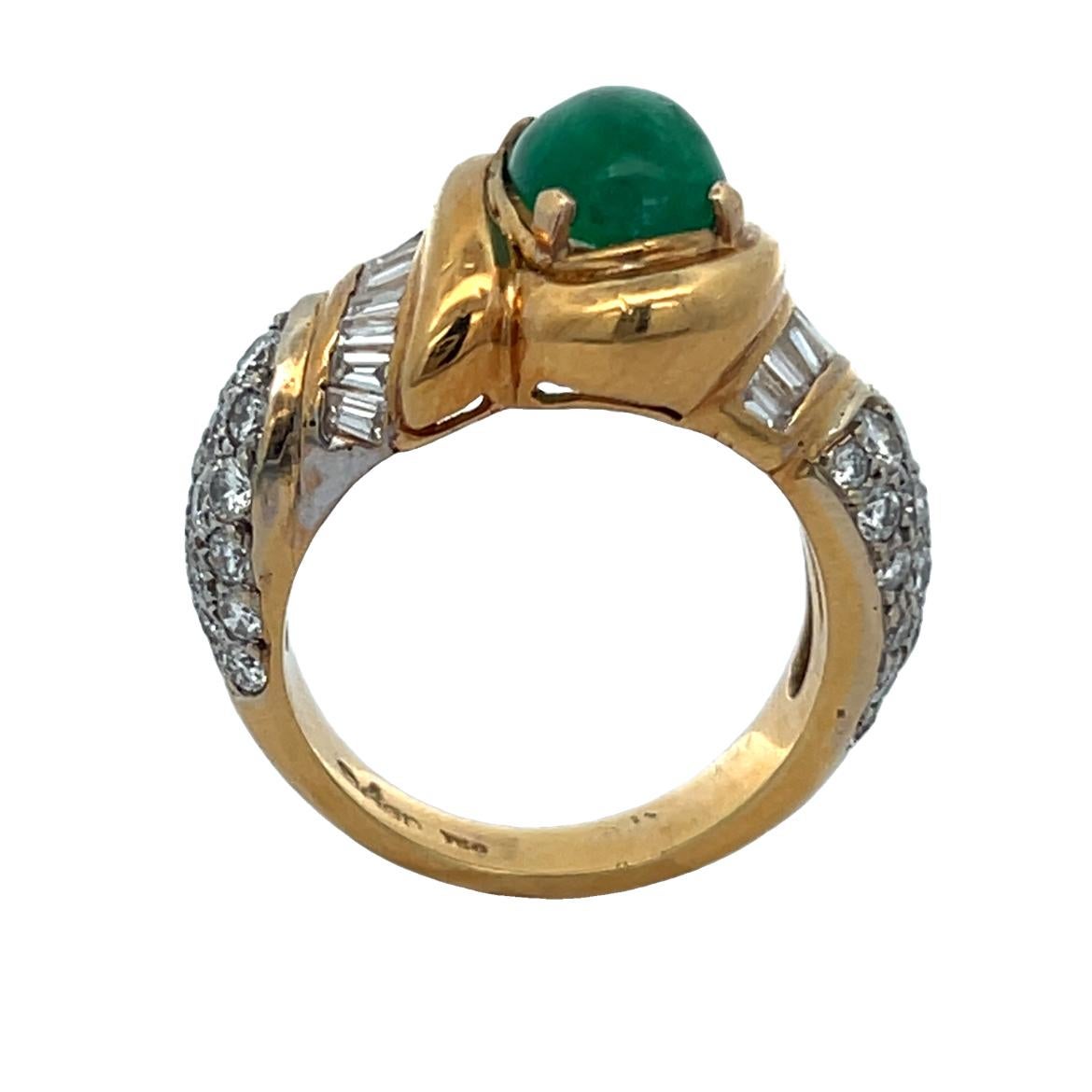 Men's Cabochon Emerald and Diamond Ring by Elan For Sale 4