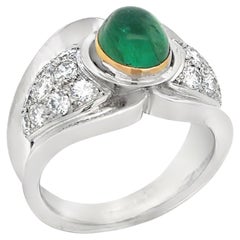 Men's Cabochon Emerald and Diamond Ring