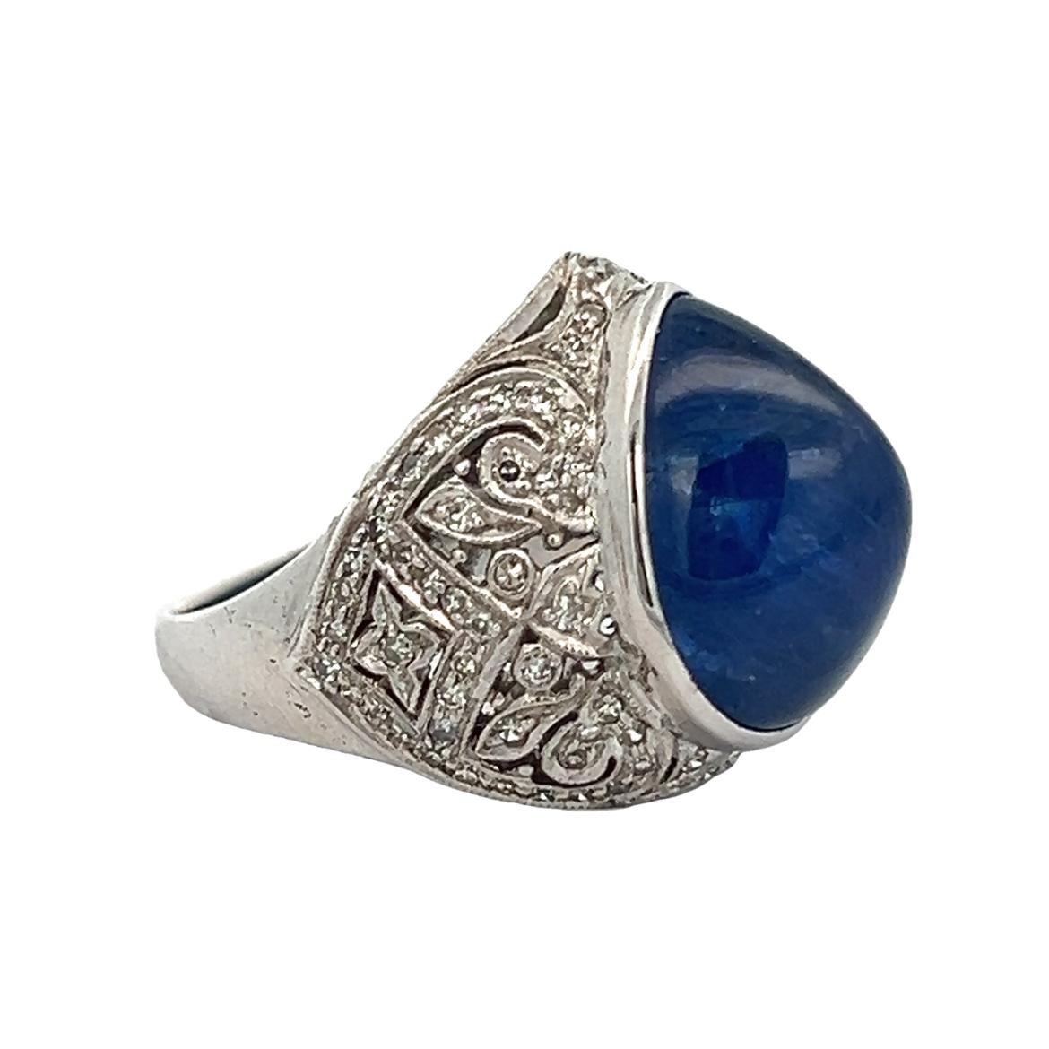 Men's Cabochon Sapphire Ring For Sale 7
