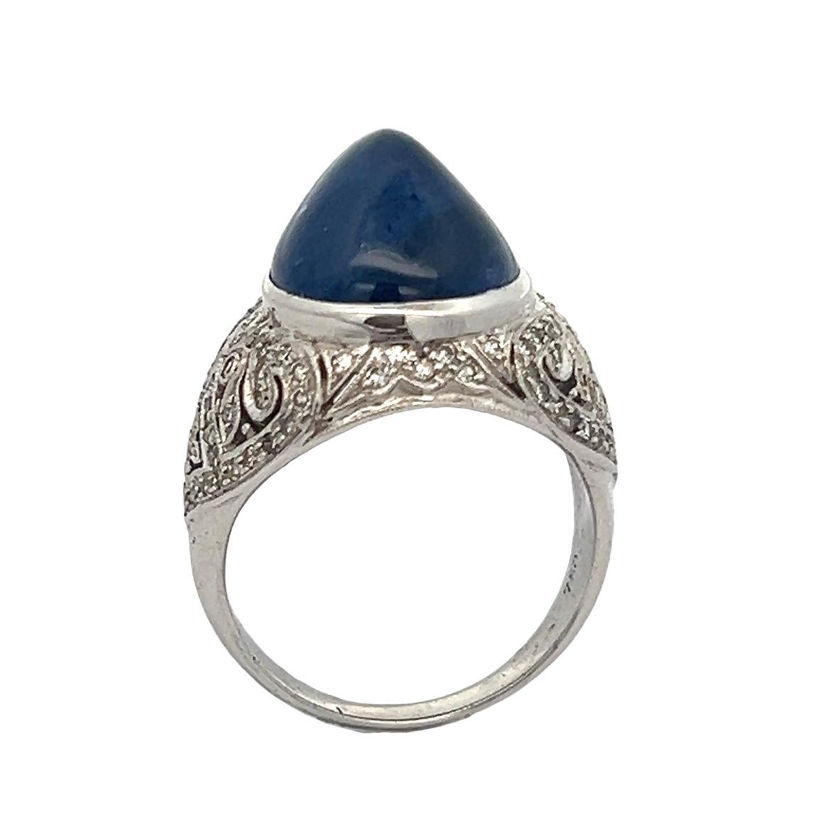 Women's Men's Cabochon Sapphire Ring For Sale