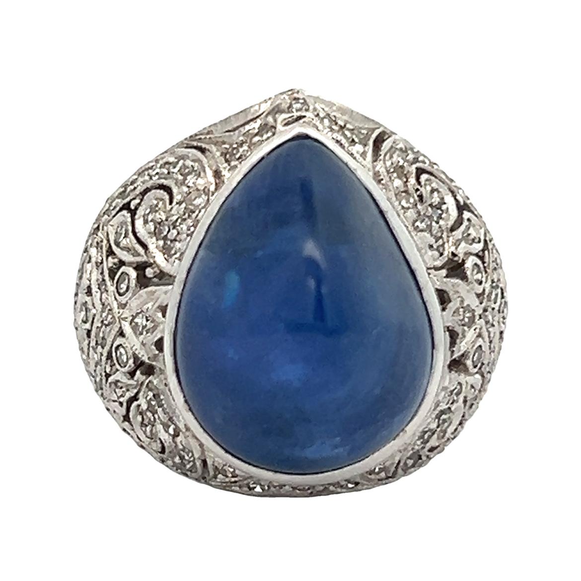 Men's Cabochon Sapphire Ring For Sale 1