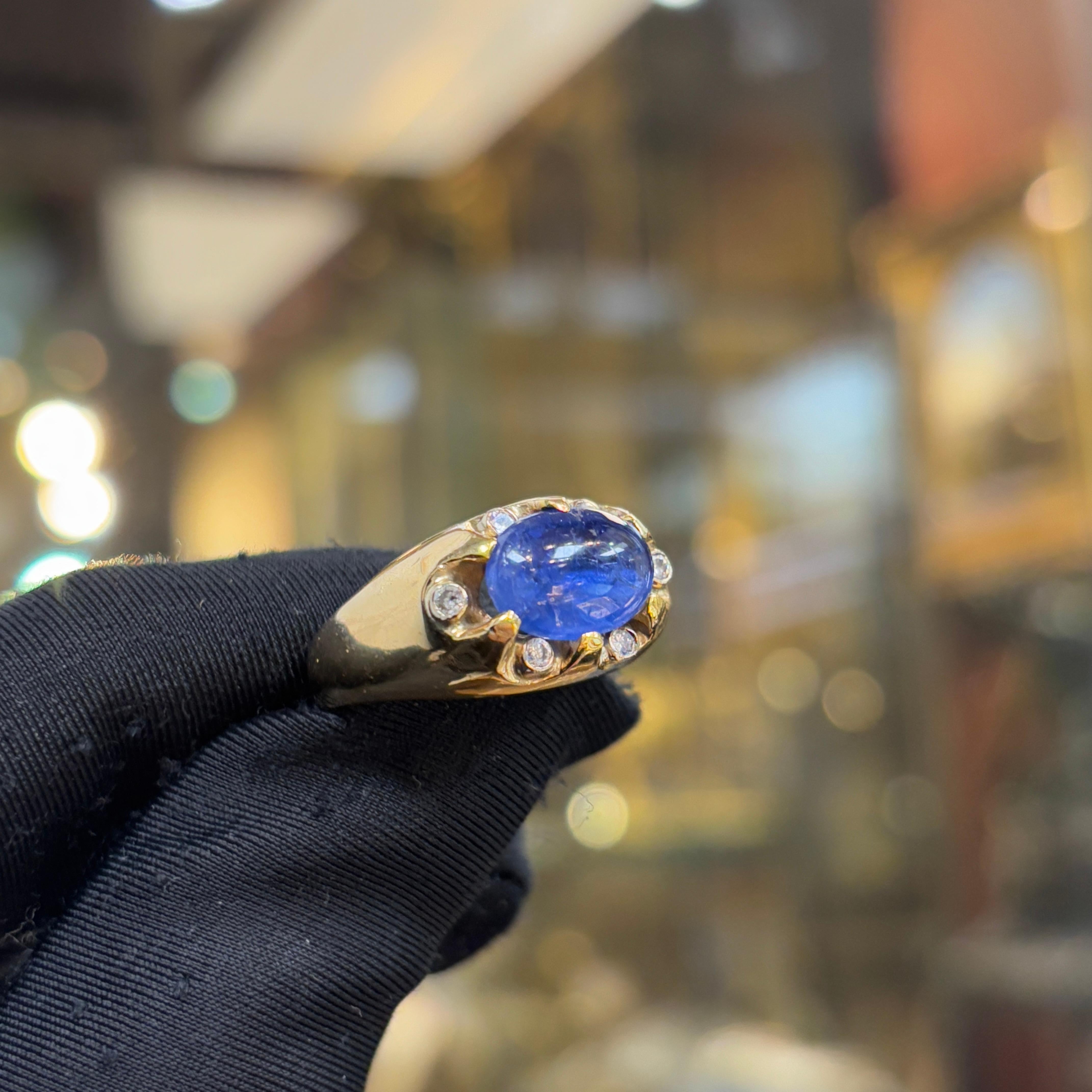 Herren Cabochon Saphir Ring für Damen oder Herren im Angebot