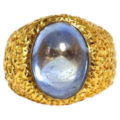 Anillo Zafiro Cabujón Oro Amarillo 14K
