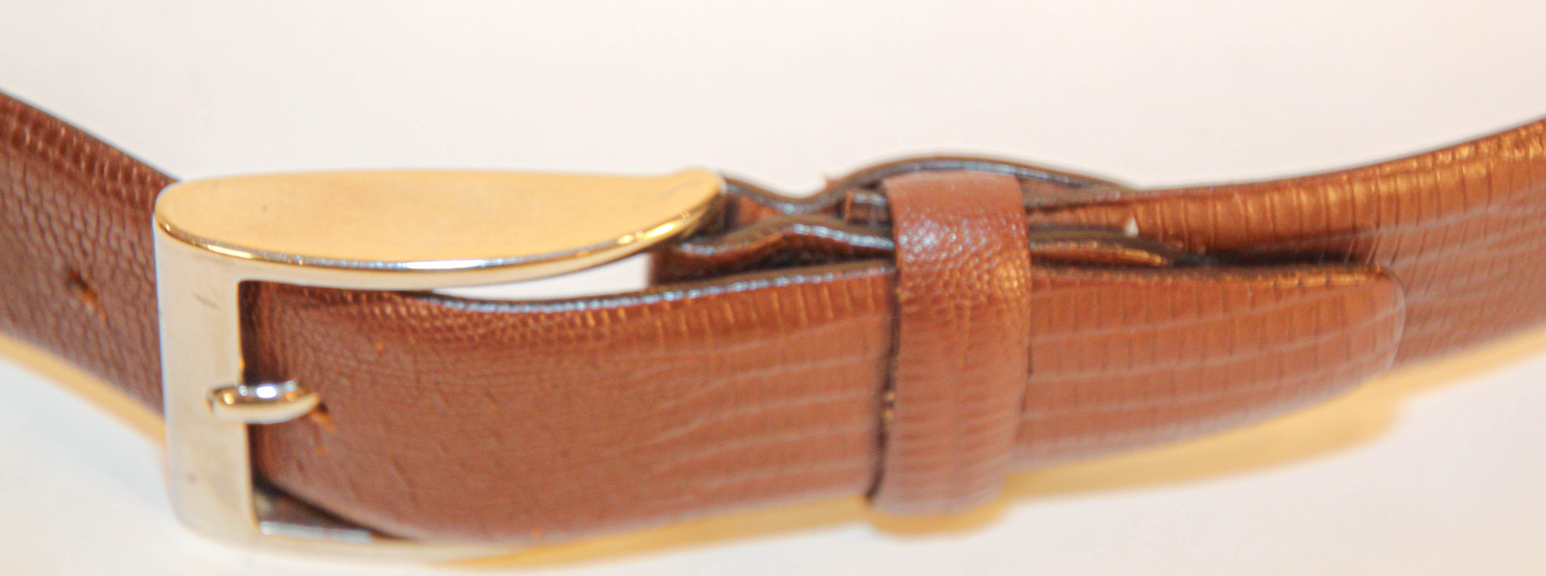 Men's Canali Brown Leather Belt Textured Italy 48/85 For Sale 1