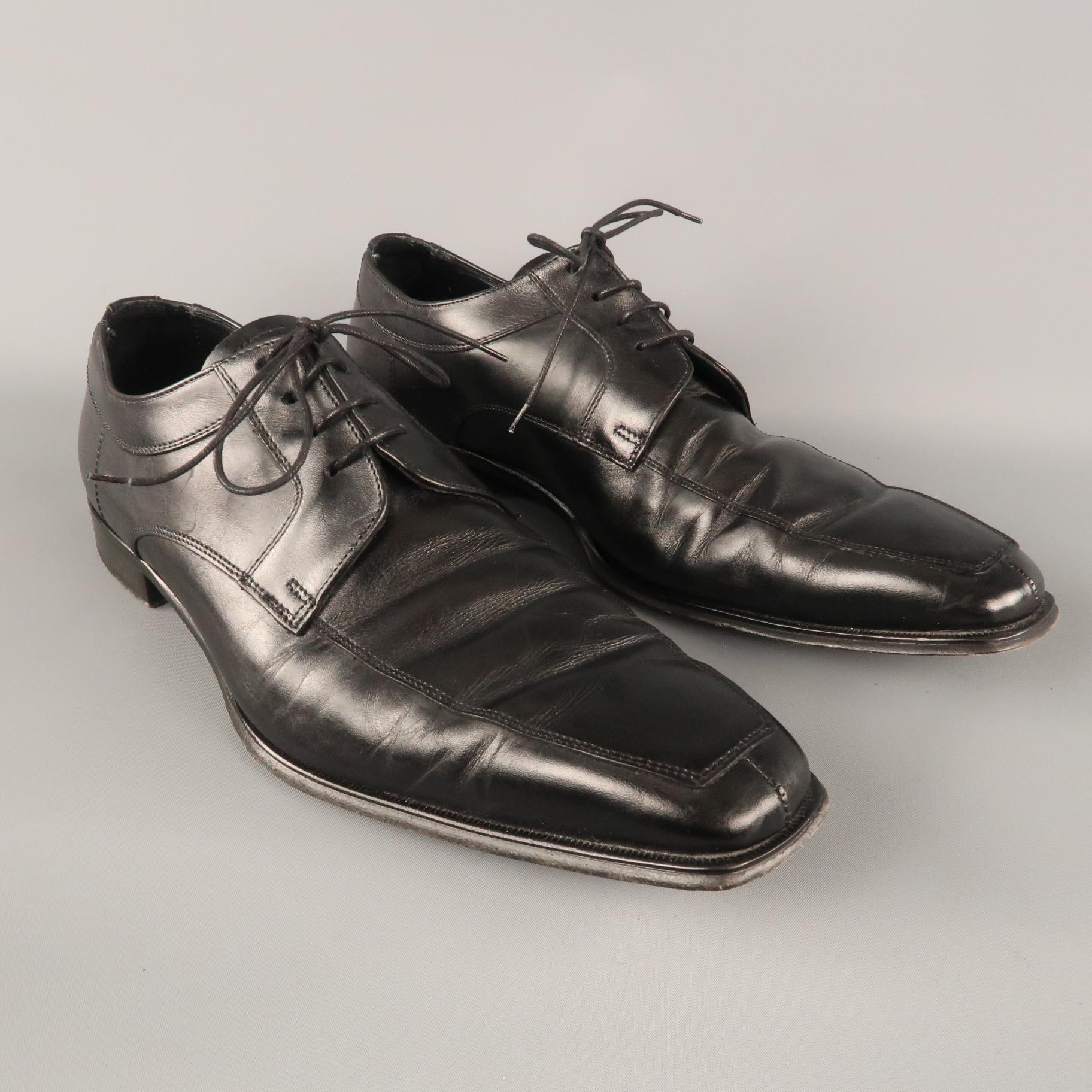 CANALI Lace up Shoes comes in a black tone in a solid leather material, with a heeled leather outsole.  With Box.  Made in Italy.
 
Very Good Pre-Owned Condition.
Marked: IT 46
 
Outsole: 13.5 x 4.5 in.