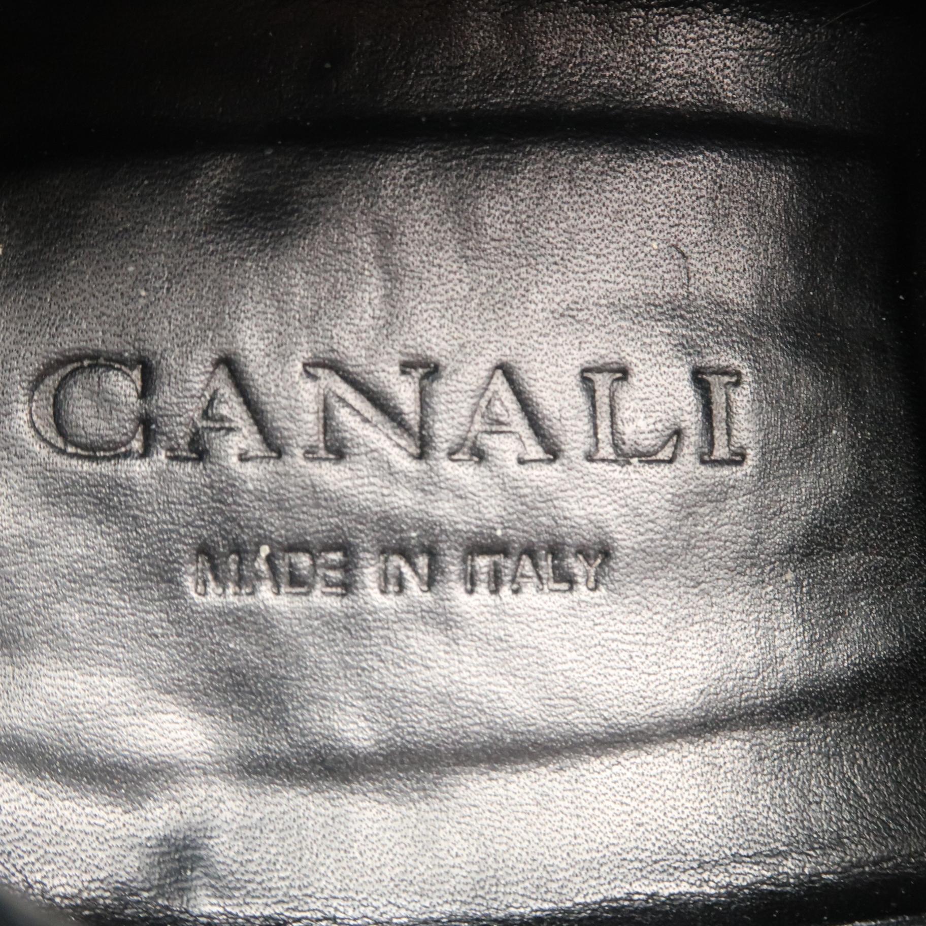 Men's CANALI Size 13 Black Leather Lace Up Shoes 1