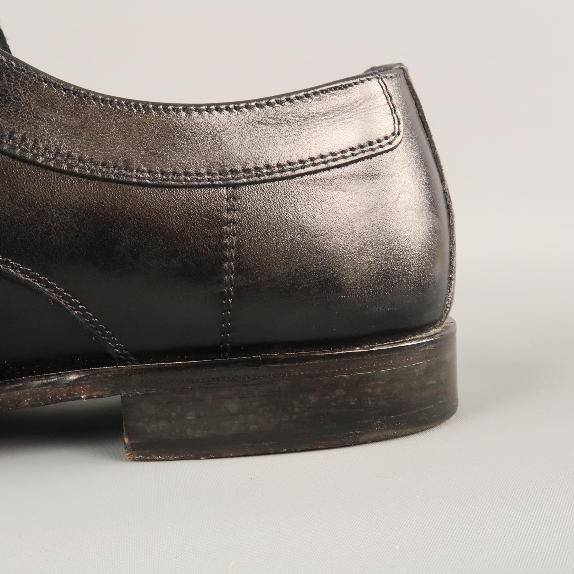 Men's CANALI Size 13 Black Leather Lace Up Shoes 4