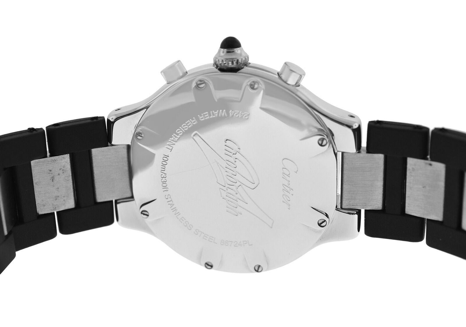 Men's Men’s Cartier 2424 Chronoscaph Steel Date Quartz Chronograph Watch For Sale