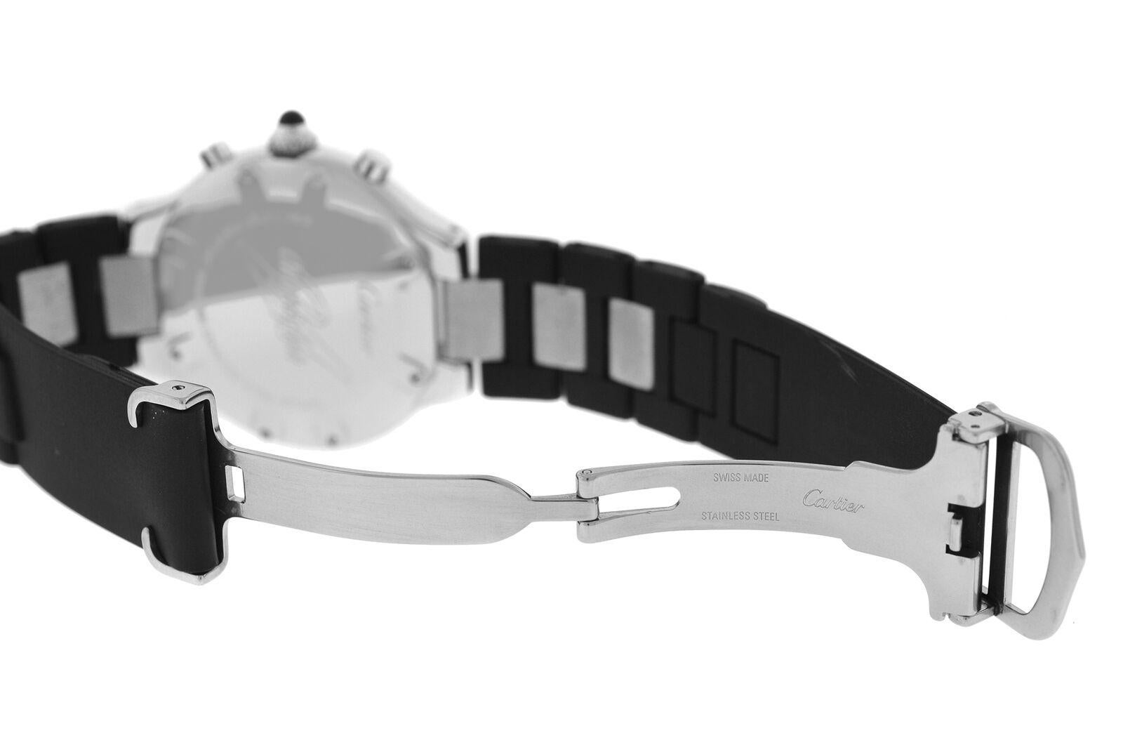 Men’s Cartier 2424 Chronoscaph Steel Date Quartz Chronograph Watch For Sale 1