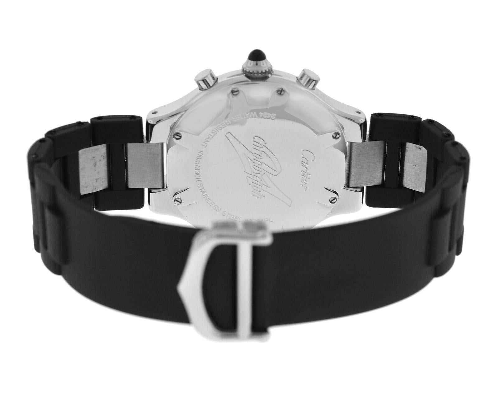 Men’s Cartier 2424 Chronoscaph Steel Date Quartz Chronograph Watch For Sale 2