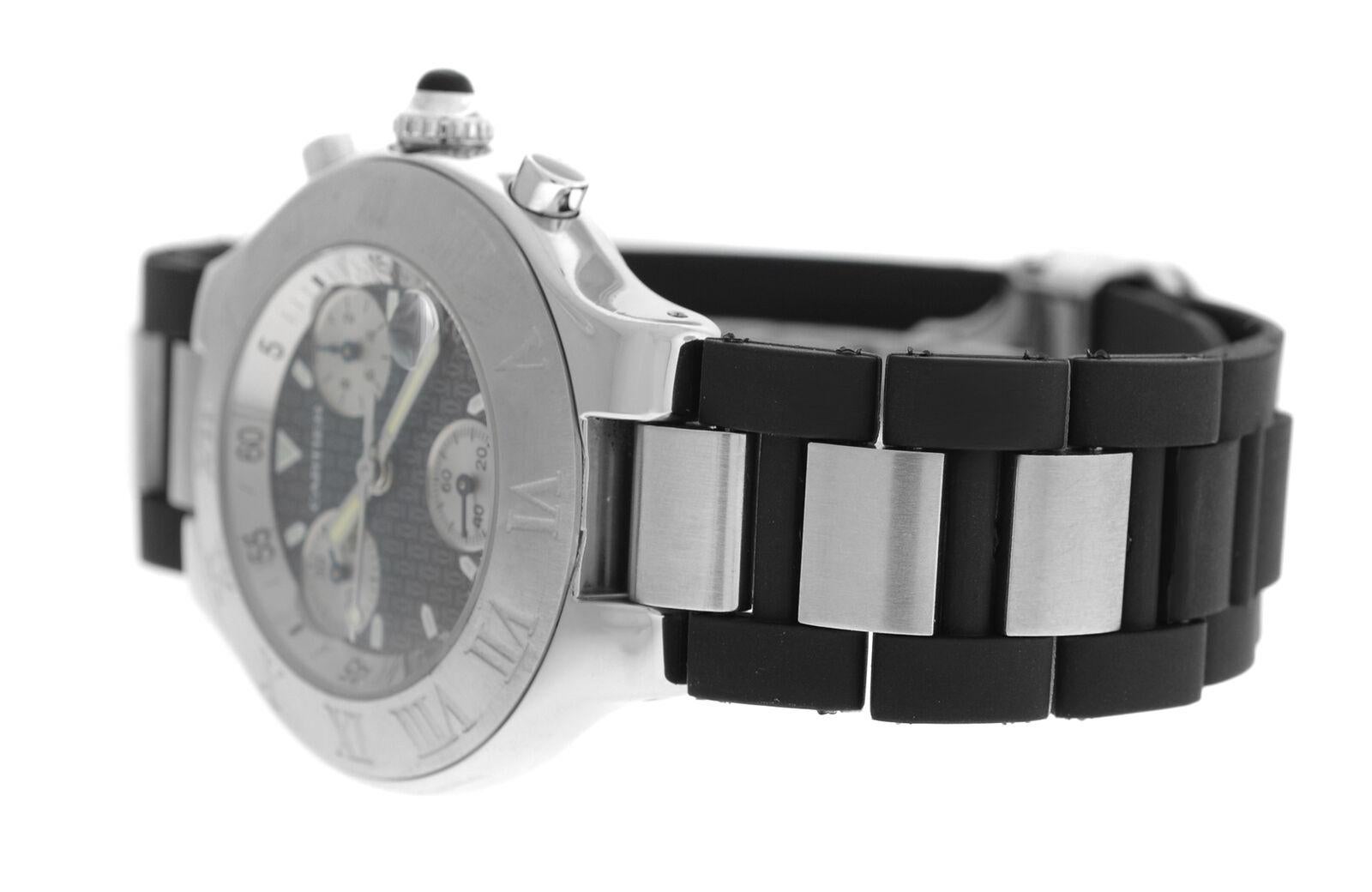 Men's Cartier 2424 Chronoscaph Steel Date Quartz Chronograph Watch For Sale 1