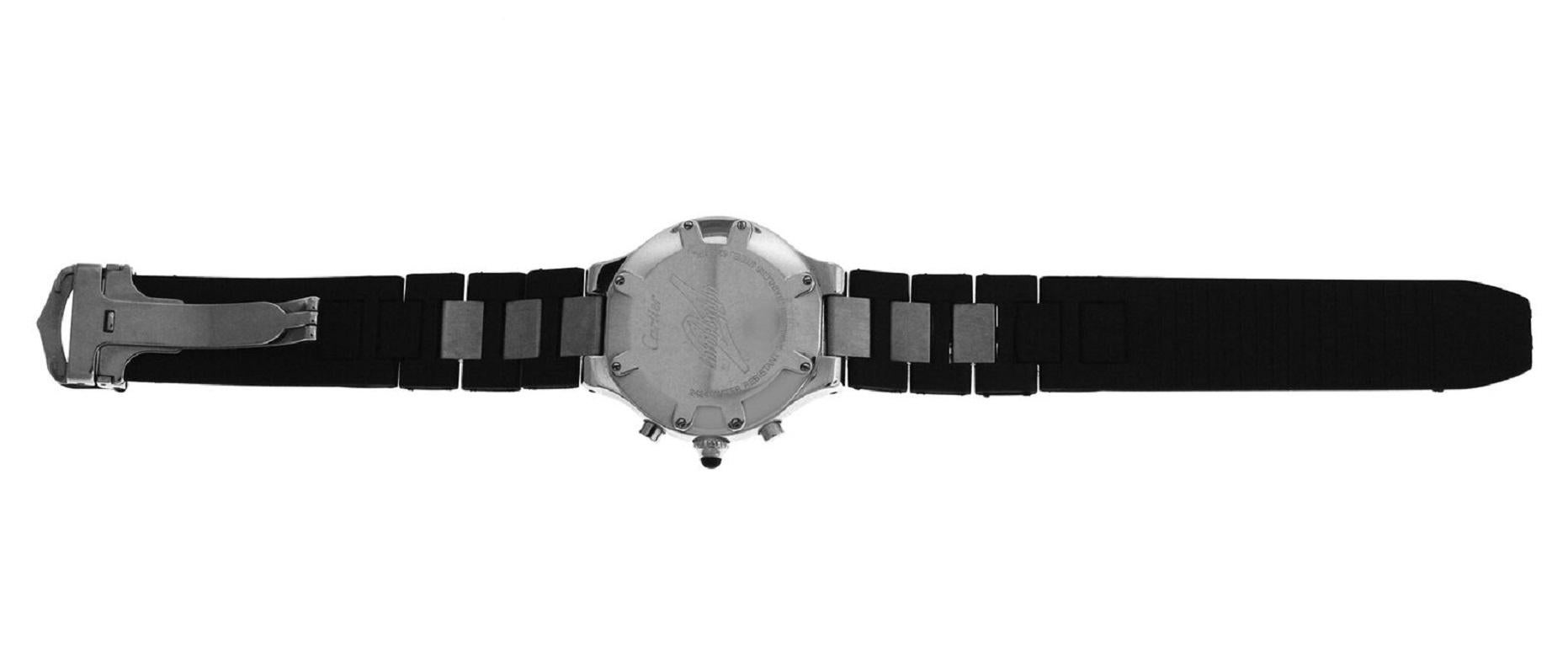 Men's Cartier 2424 Chronoscaph Steel Date Quartz Chronograph Watch For Sale 3