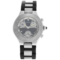 Men's Cartier 2424 Chronoscaph Steel Date Quartz Chronograph Watch