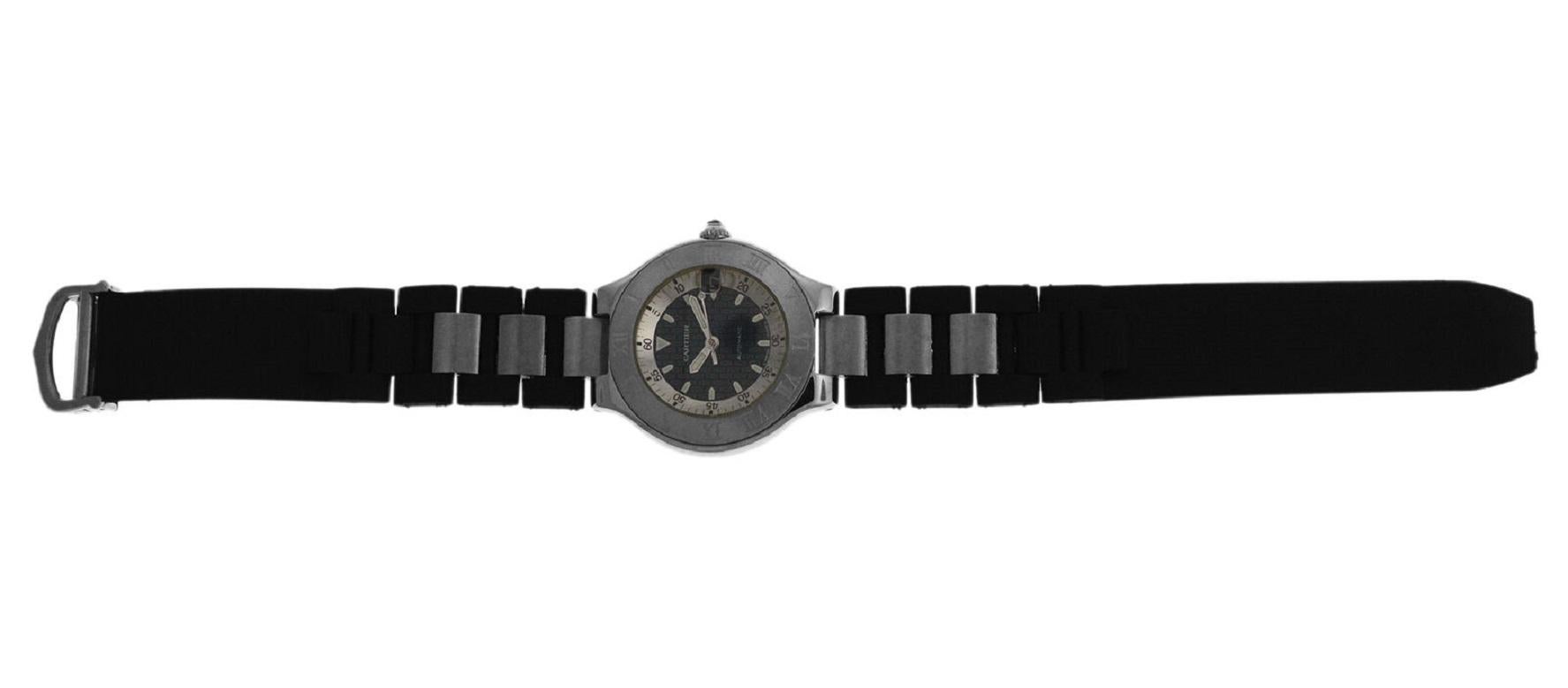 Men's Cartier 2427 Autoscaph Steel Date Automatic Watch For Sale 3
