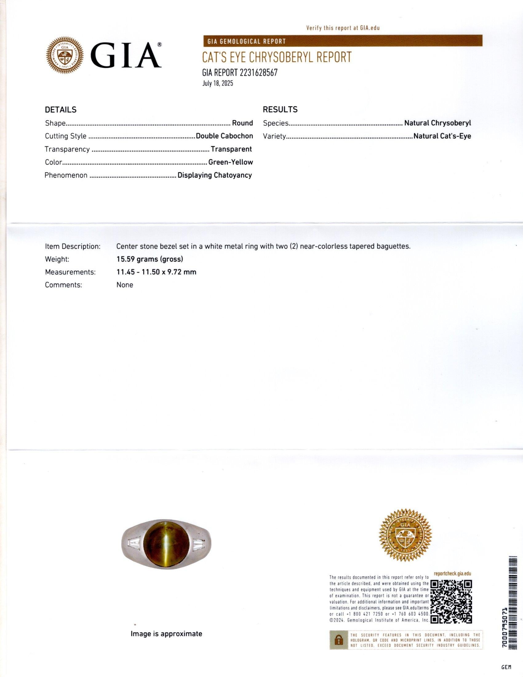 Anillo Cartier Crisoberilo Ojo de Gato para hombre en venta 3