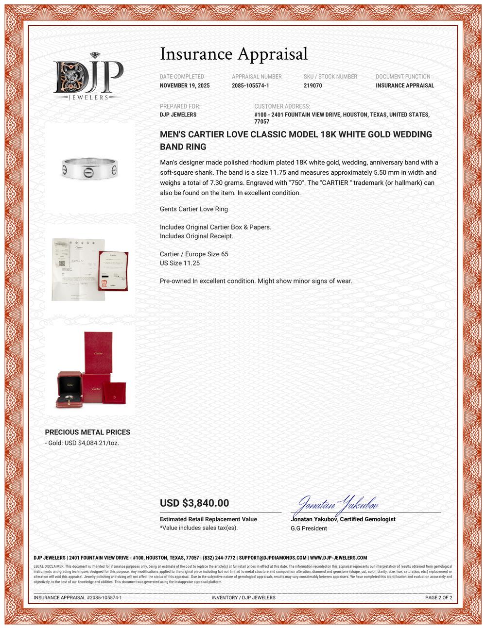 Anello Cartier Love Classic Model da uomo in oro bianco 18 carati in vendita 6